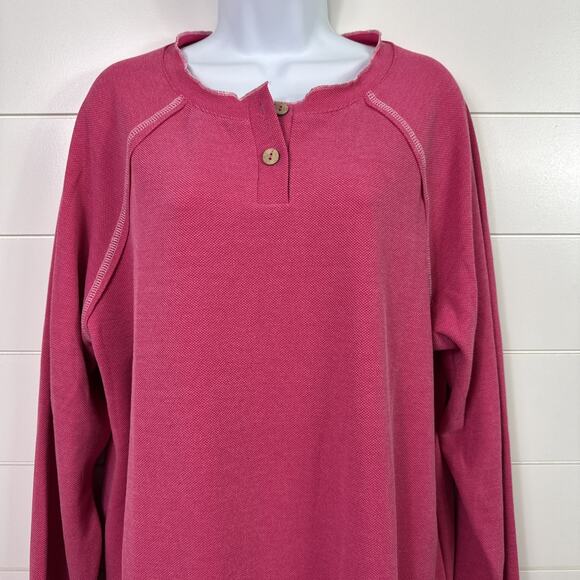 Sunshine & Rodeos Accent Buttons Lightweight Knit Sweater Vivid Pink sz XL - Picture 2 of 8